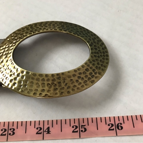 CHICOS Adjustable Belt Genuine Leather Taupe with Bronze Buckle 26-41 inches - Picture 10 of 15